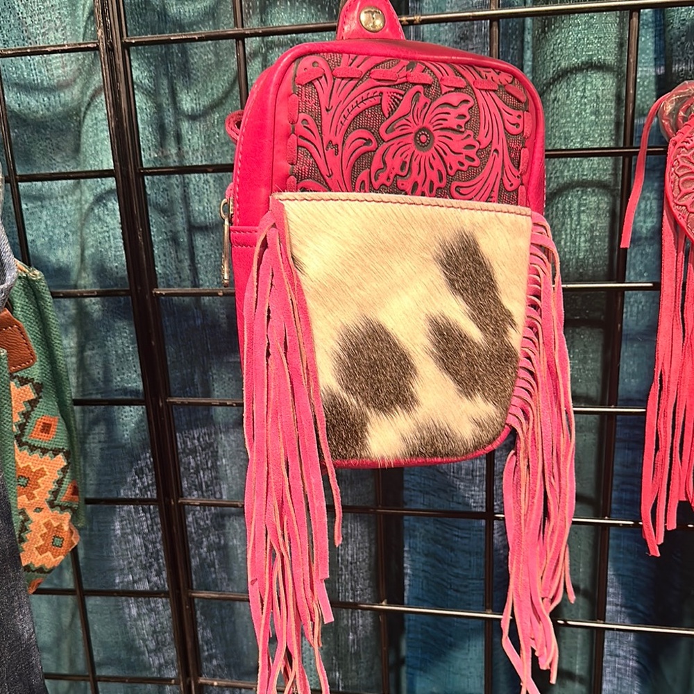 Trinity Pink and Black Backpack with Fringe